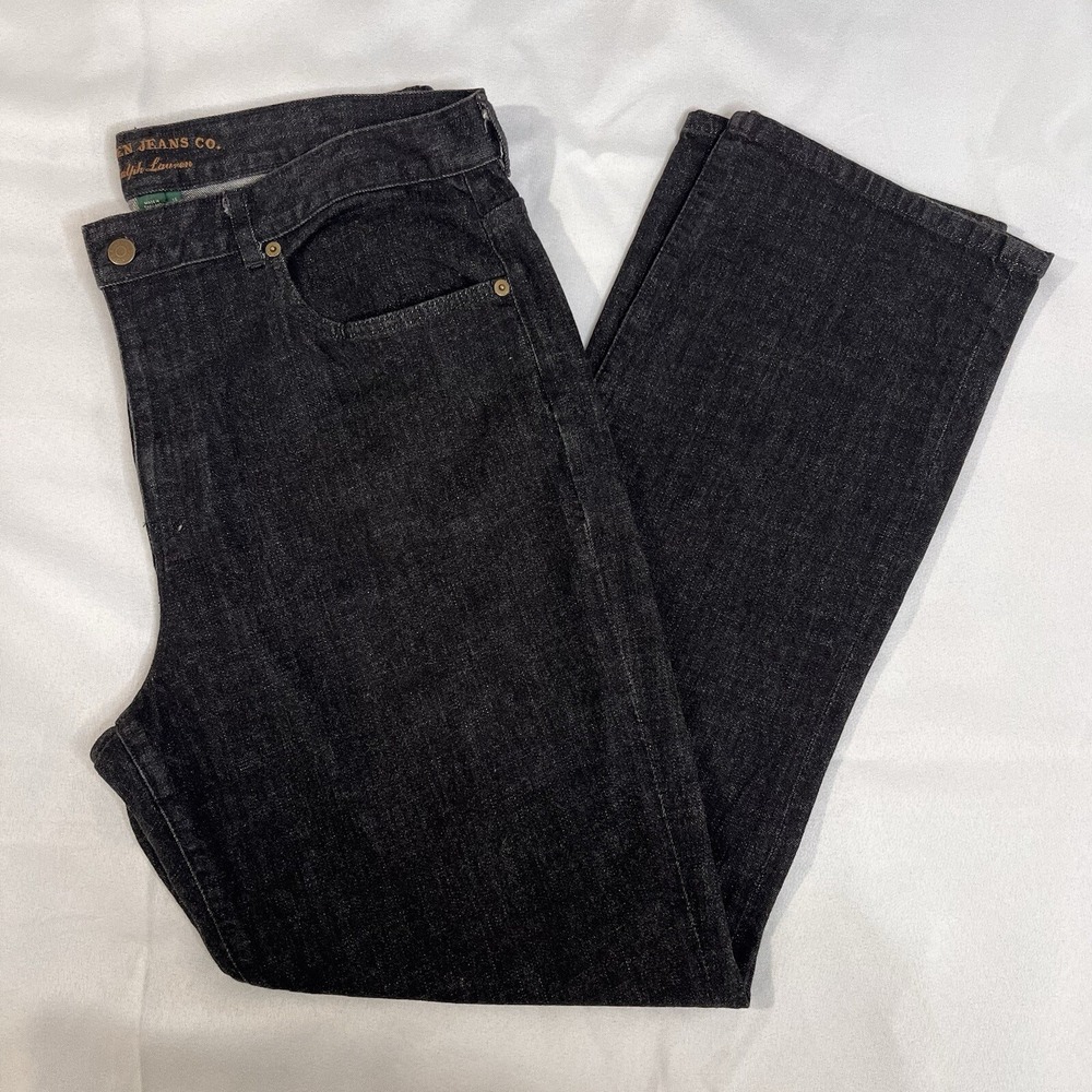 LAUREN JEANS Womens Size 16 Ralph Lauren Classic Straight Leg Black Minimalist